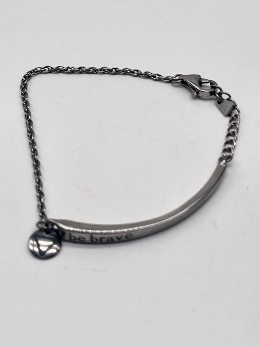 Bravelets "Be Brave" bar bracelet Stainless Steel Silver Tone Cause Awareness